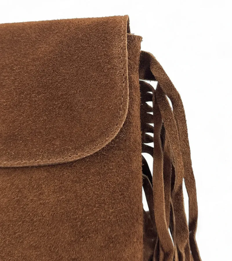 Sac besace en croûte de cuir ODINA Camel foncé