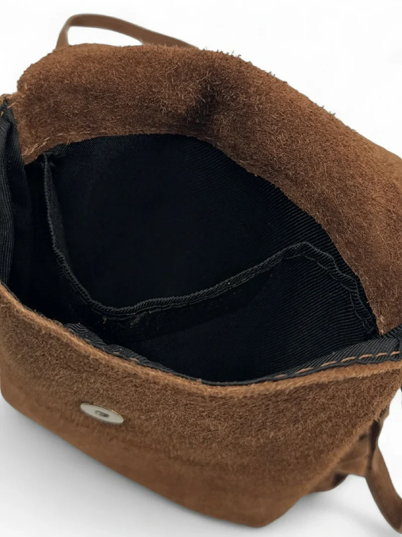 Sac besace en croûte de cuir ODINA Camel foncé