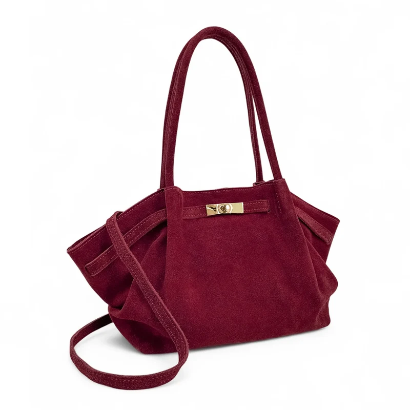 Sac cabas loose en daim ALANA Rouge bordeaux