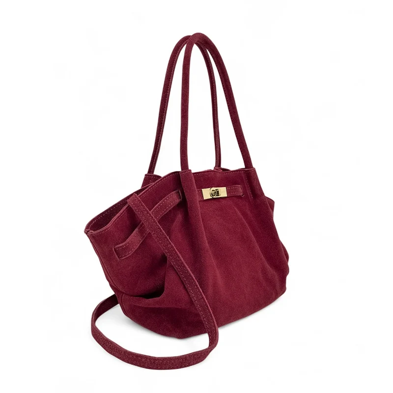 Sac cabas loose en daim ALANA Rouge bordeaux