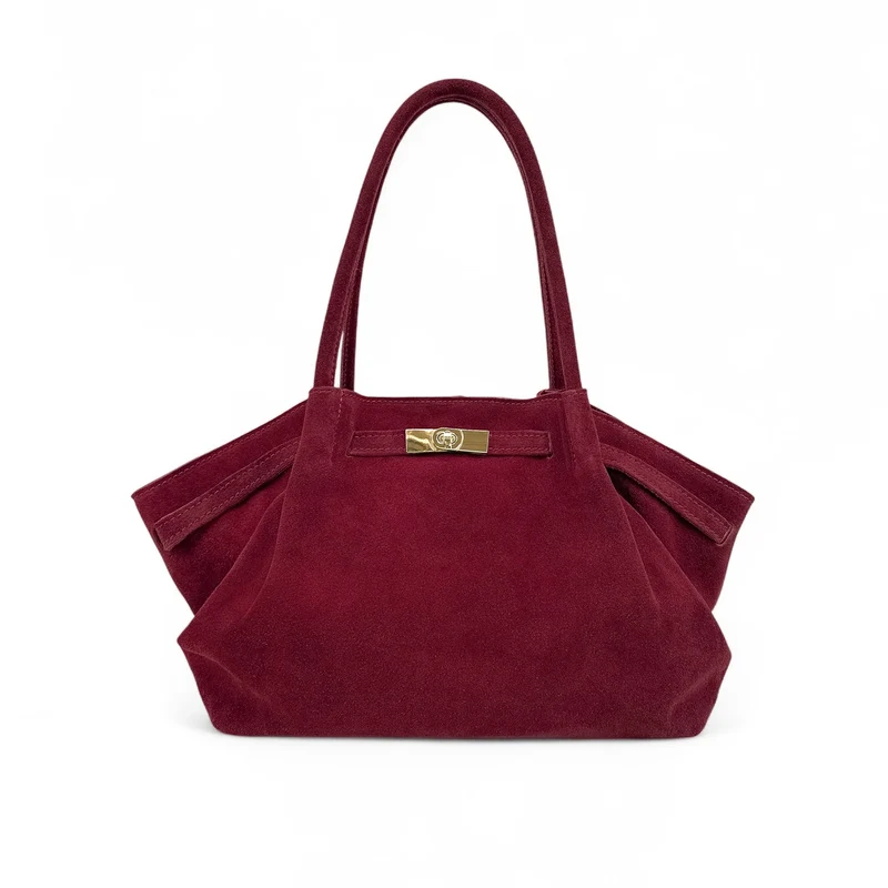 Sac cabas loose en daim ALANA Rouge bordeaux