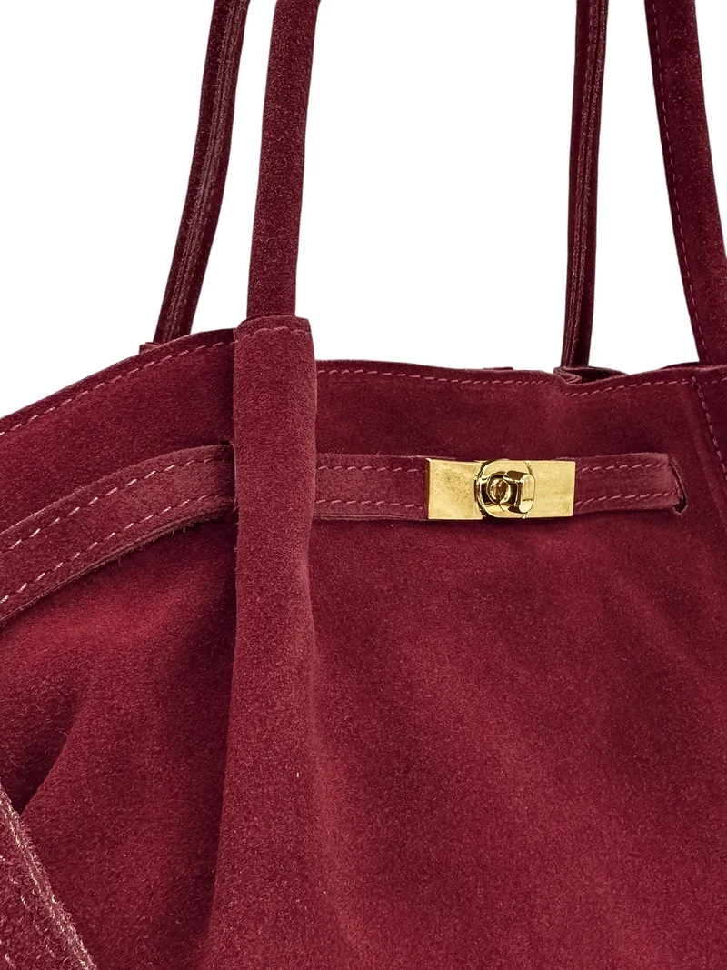 Sac cabas loose en daim ALANA Rouge bordeaux
