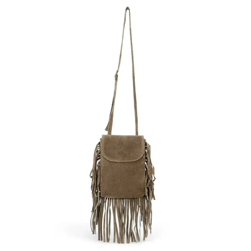 Sac besace en croûte de cuir ODINA Taupe