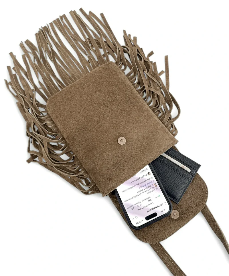 Sac besace en croûte de cuir ODINA Taupe
