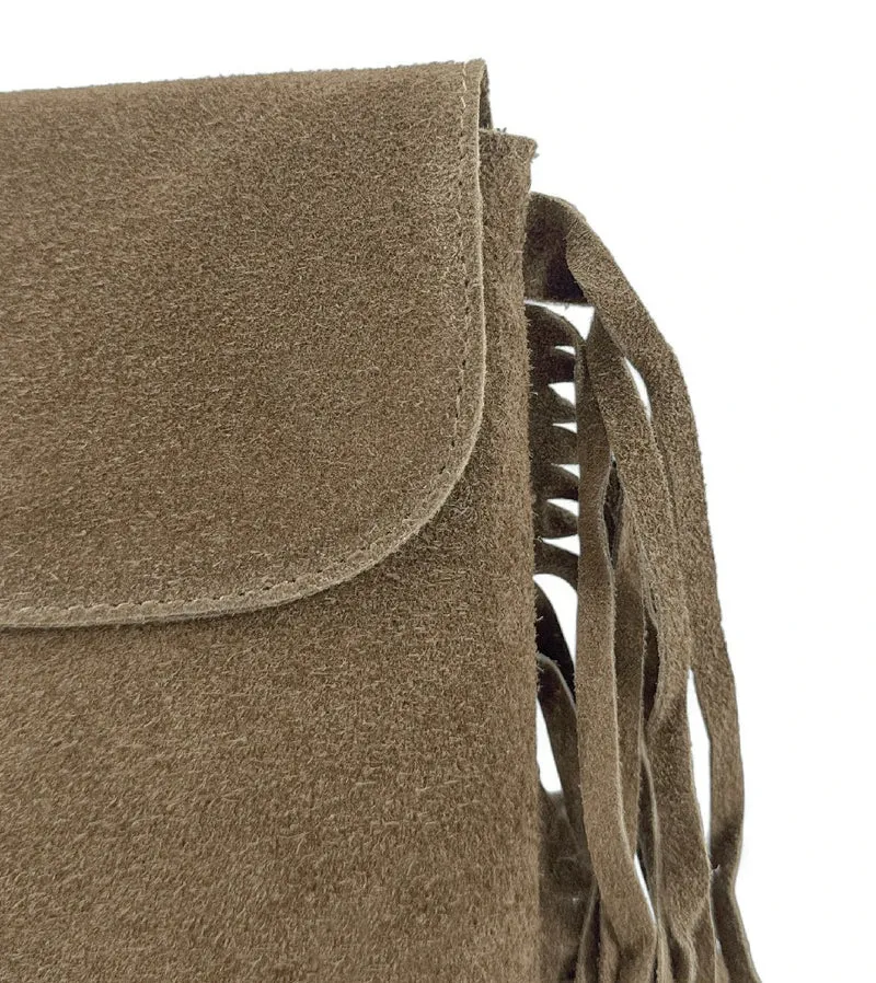Sac besace en croûte de cuir ODINA Taupe