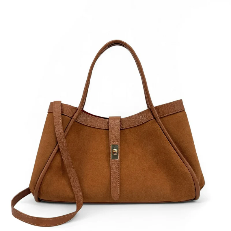 Cabas bowler bi-matière ABERDEEN Camel foncé