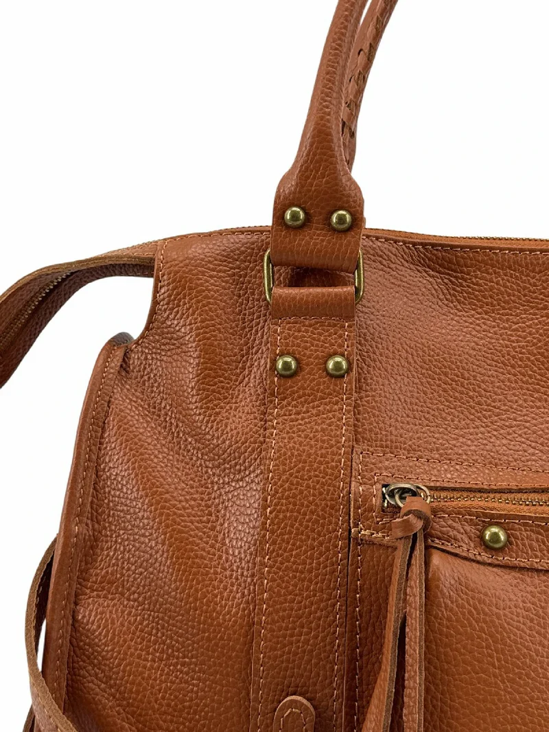 Grand sac type bowling en cuir grainé SANDSTORM Camel