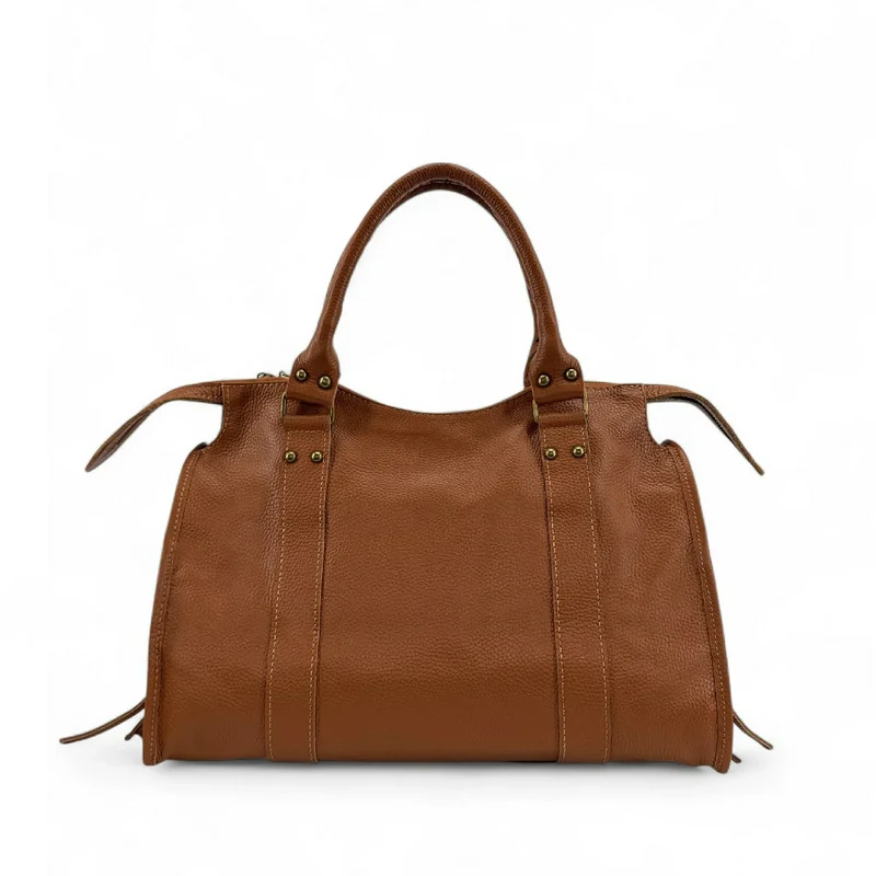 Grand sac type bowling en cuir grainé SANDSTORM Camel