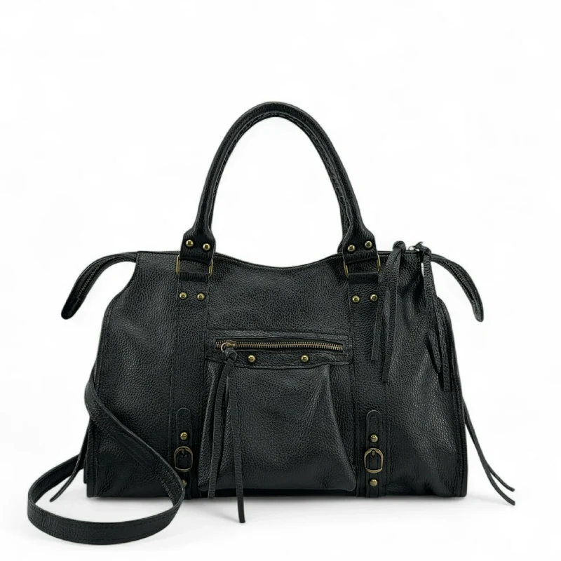 Grand sac type bowling en cuir grainé SANDSTORM Noir