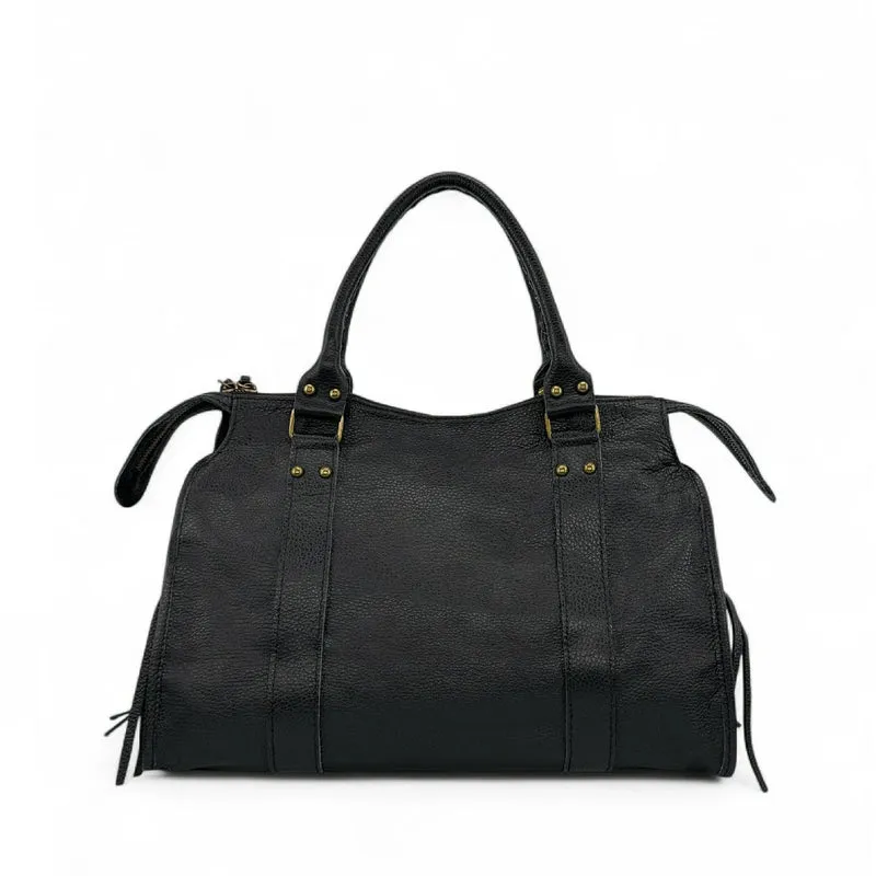 Grand sac type bowling en cuir grainé SANDSTORM Noir
