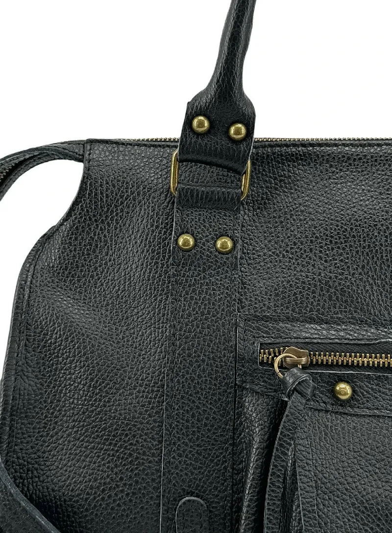 Grand sac type bowling en cuir grainé SANDSTORM Noir