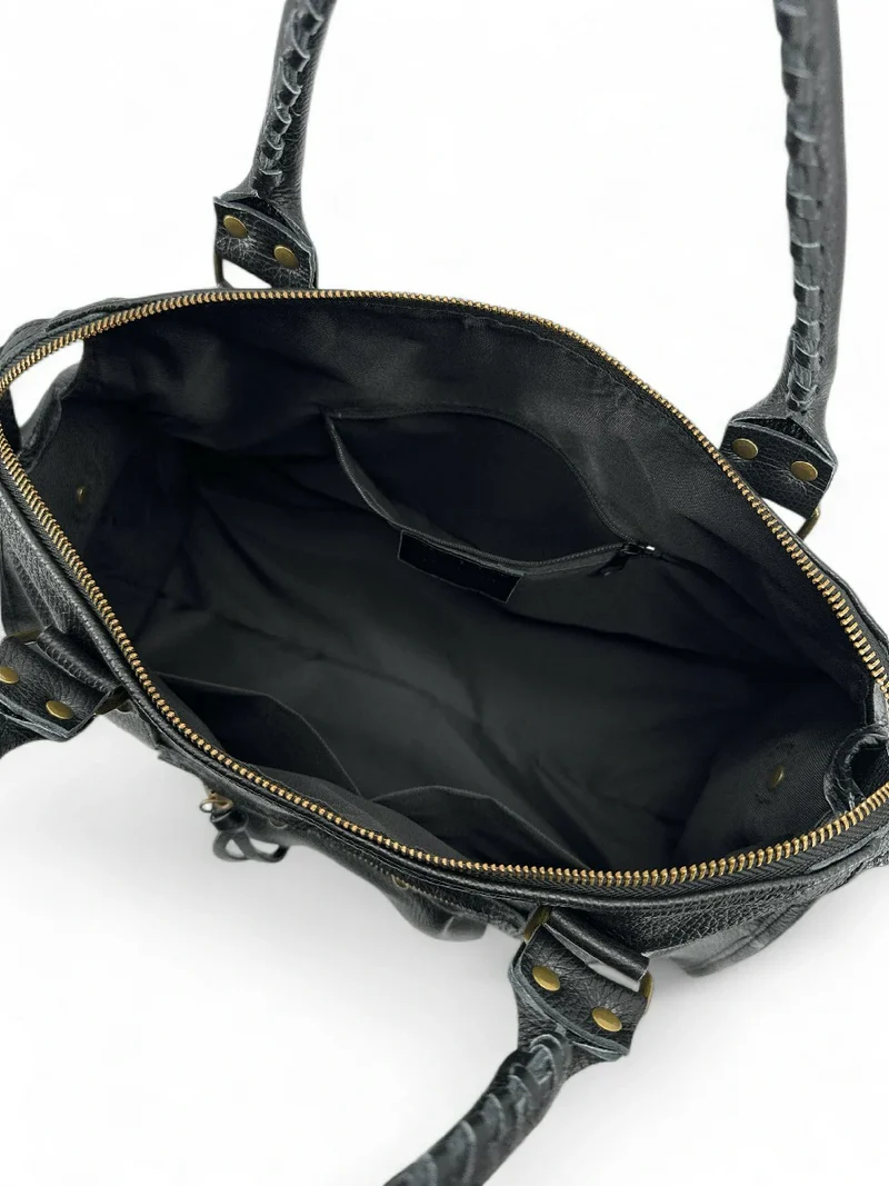 Grand sac type bowling en cuir grainé SANDSTORM Noir