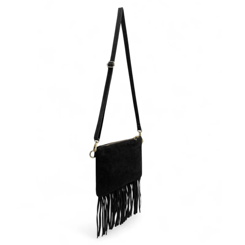 Sac besace en croûte de cuir YEPA Noir