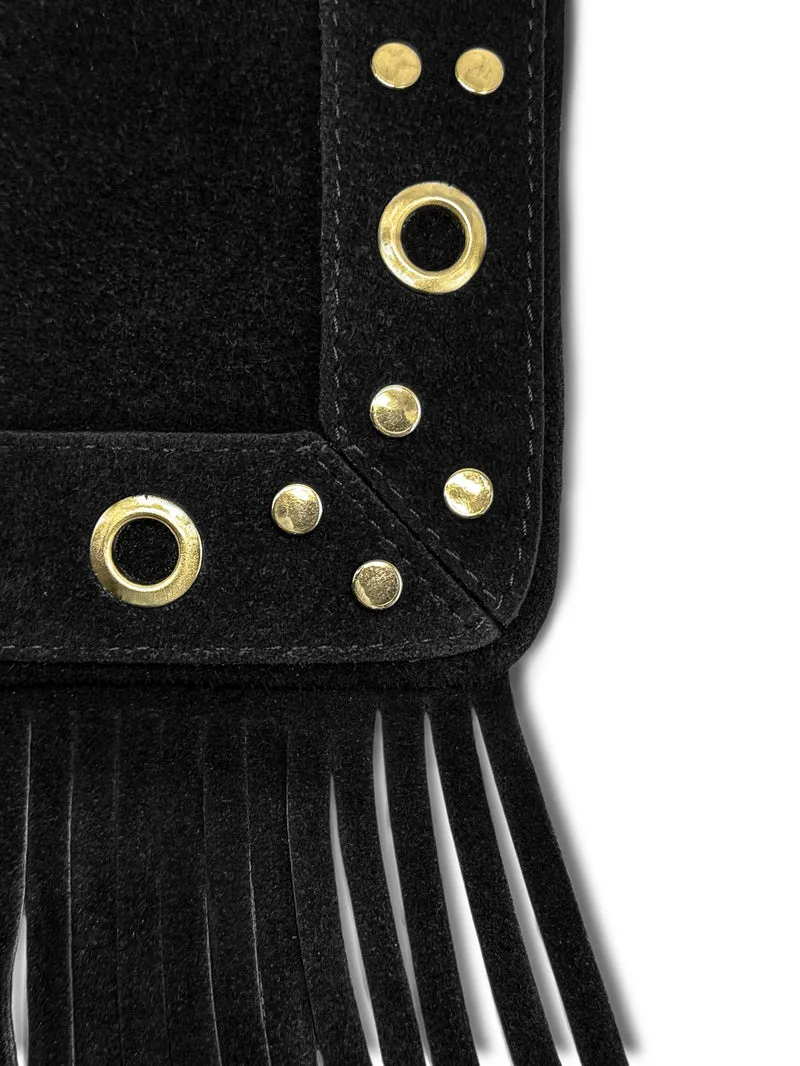 Sac besace en croûte de cuir YEPA Noir