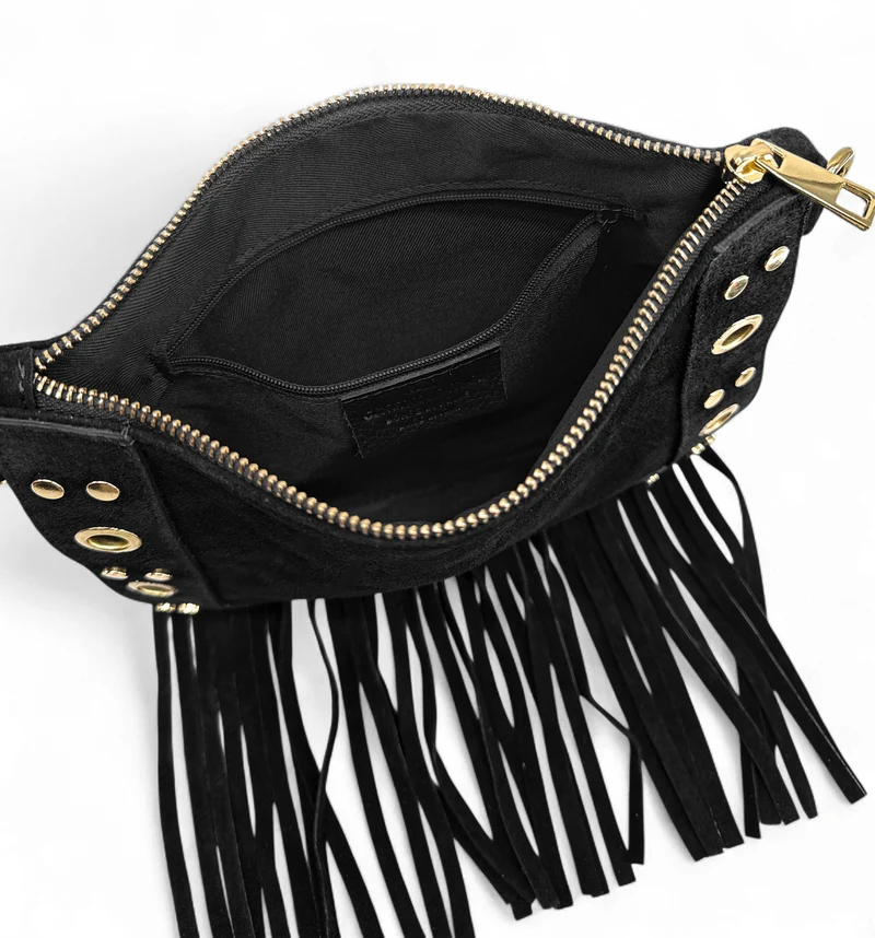 Sac besace en croûte de cuir YEPA Noir
