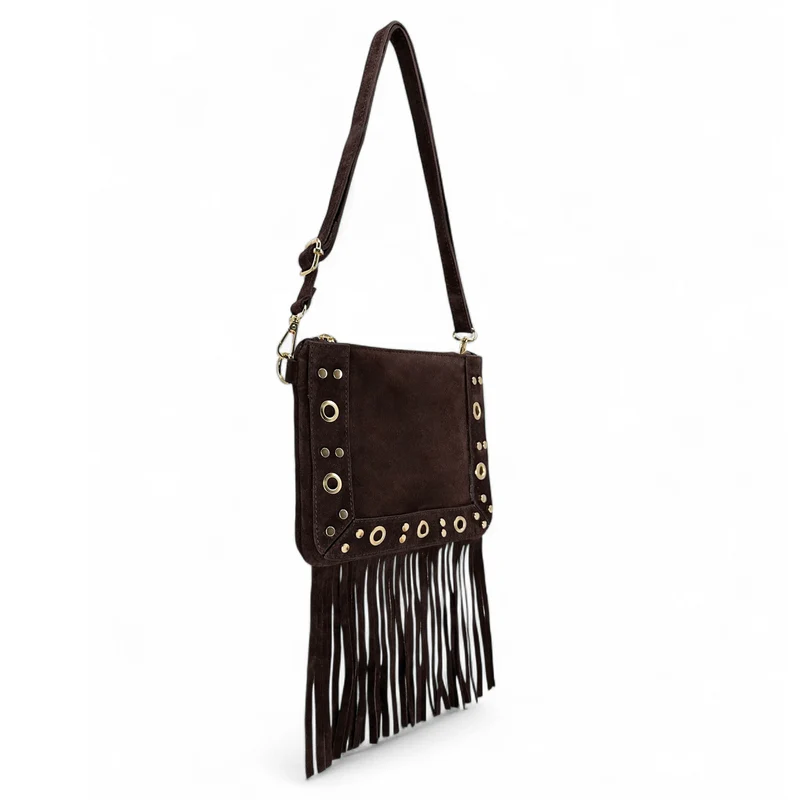 Sac besace en croûte de cuir YEPA Chocolat