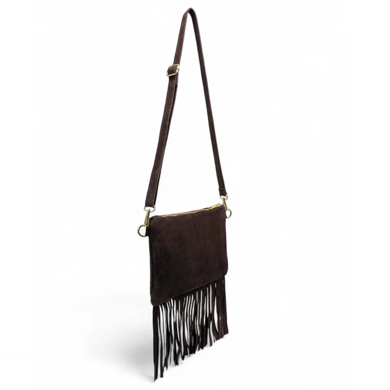 Sac besace en croûte de cuir YEPA Chocolat