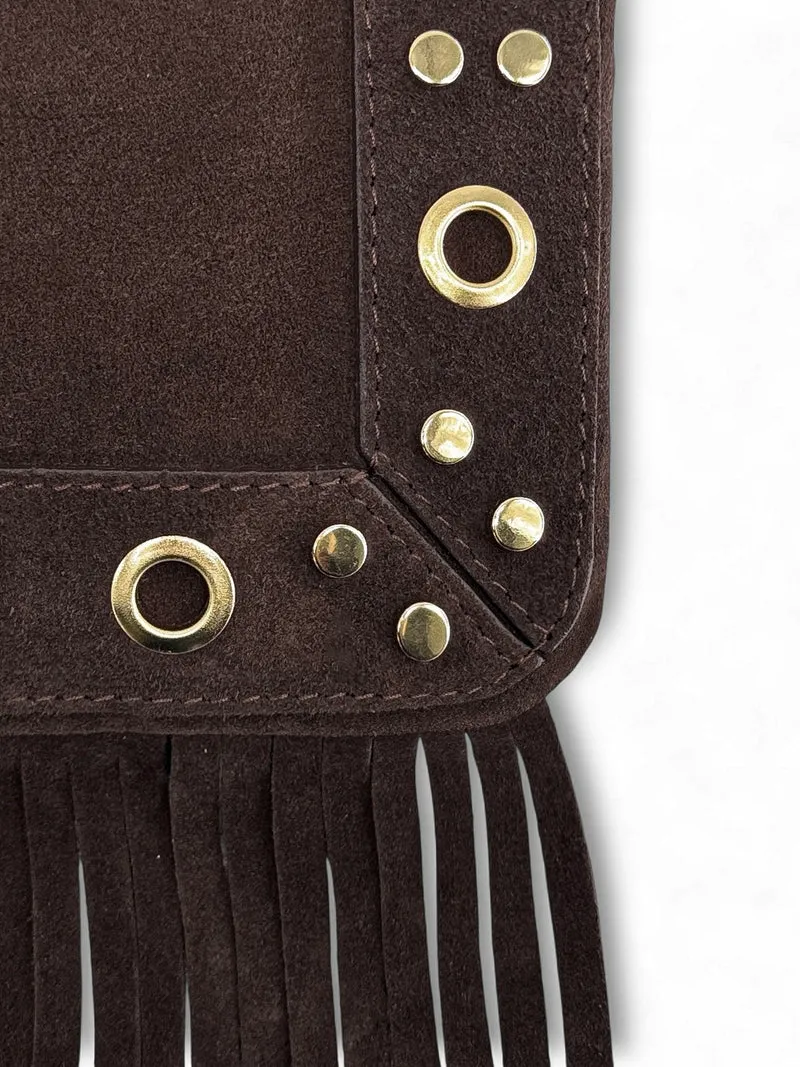 Sac besace en croûte de cuir YEPA Chocolat
