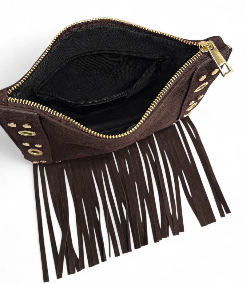Sac besace en croûte de cuir YEPA Chocolat