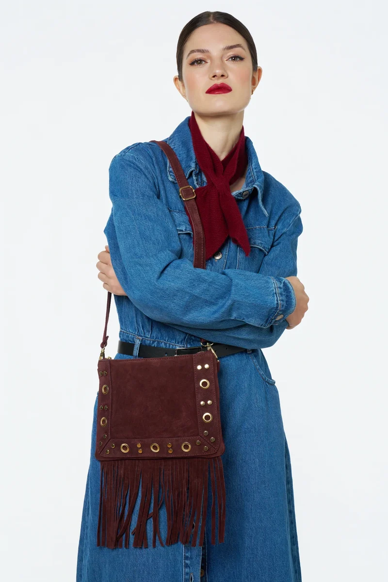 Sac besace en croûte de cuir YEPA Bordeaux