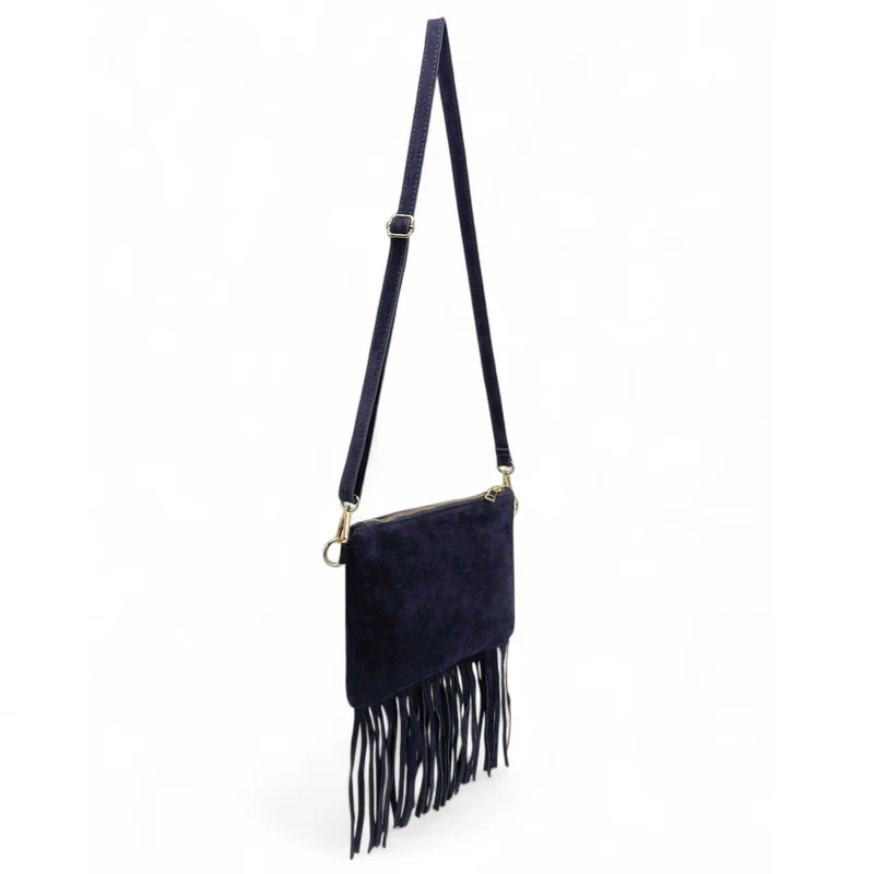 Sac besace en croûte de cuir YEPA Bleu marine