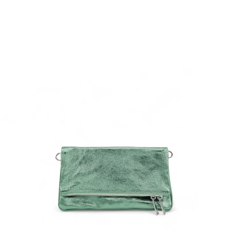 Sac pochette en cuir irisé ROXANE Menthe givrée