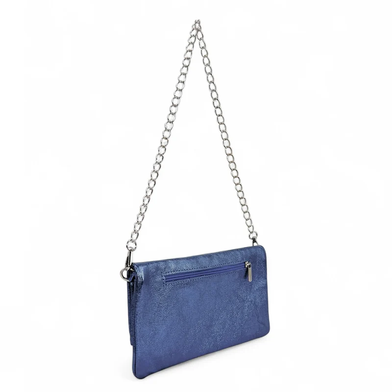 Sac pochette en cuir irisé ROXANE Bleu denim irisé
