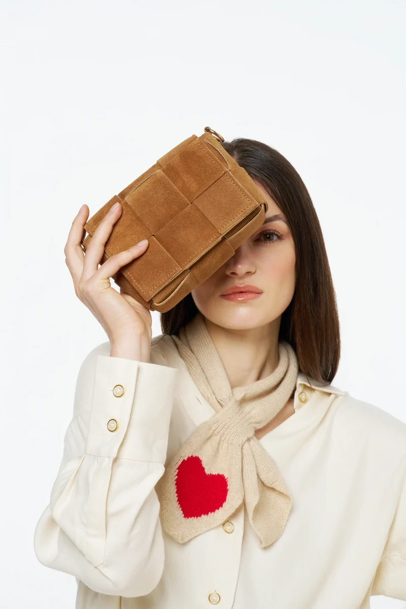 Micro sac en daim TWENTY TWO Camel foncé