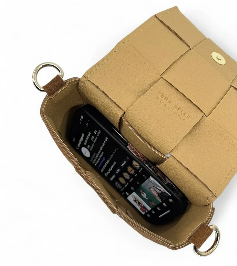 Micro sac en daim TWENTY TWO Camel foncé