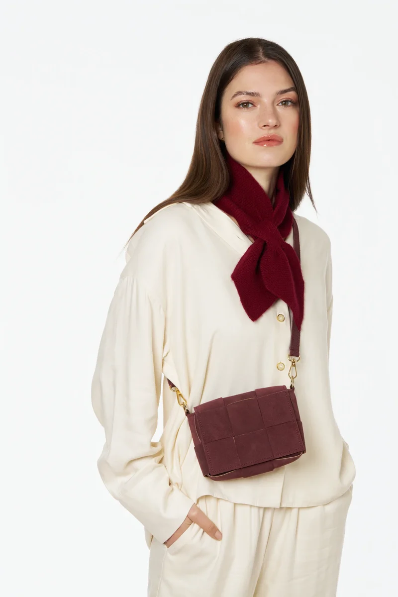 Micro sac en daim TWENTY TWO Bordeaux
