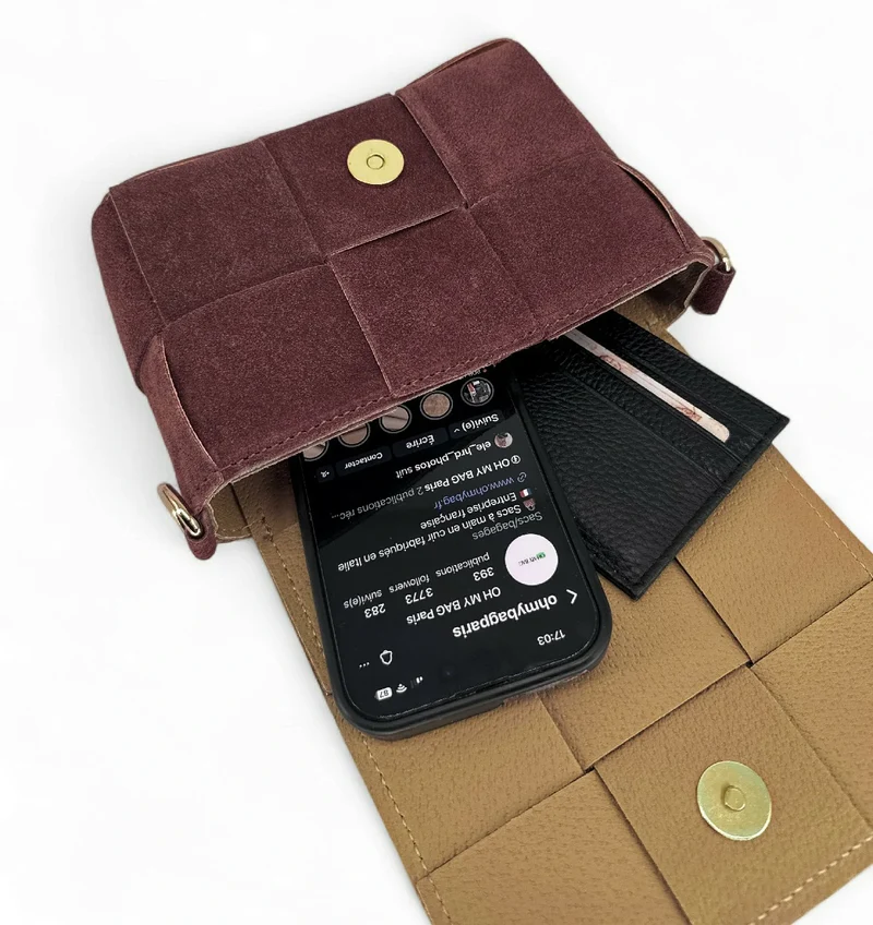 Micro sac en daim TWENTY TWO Bordeaux