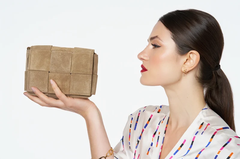 Micro sac en daim TWENTY TWO Taupe clair
