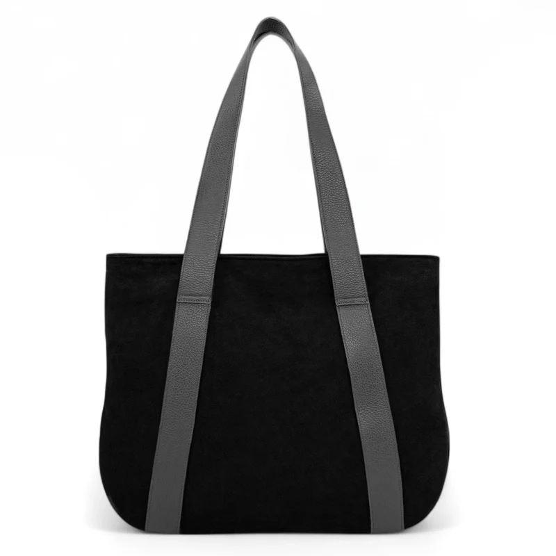 Sac cabas en croûte de cuir SOLENE Noir
