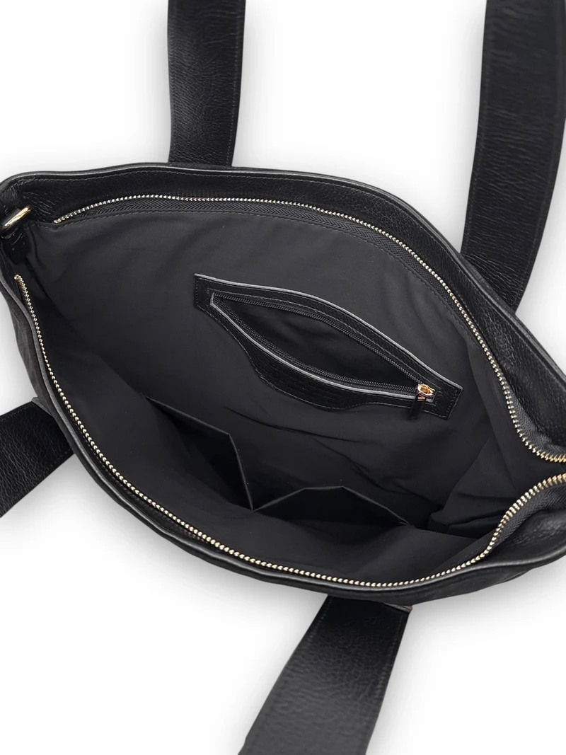Sac cabas en croûte de cuir SOLENE Noir