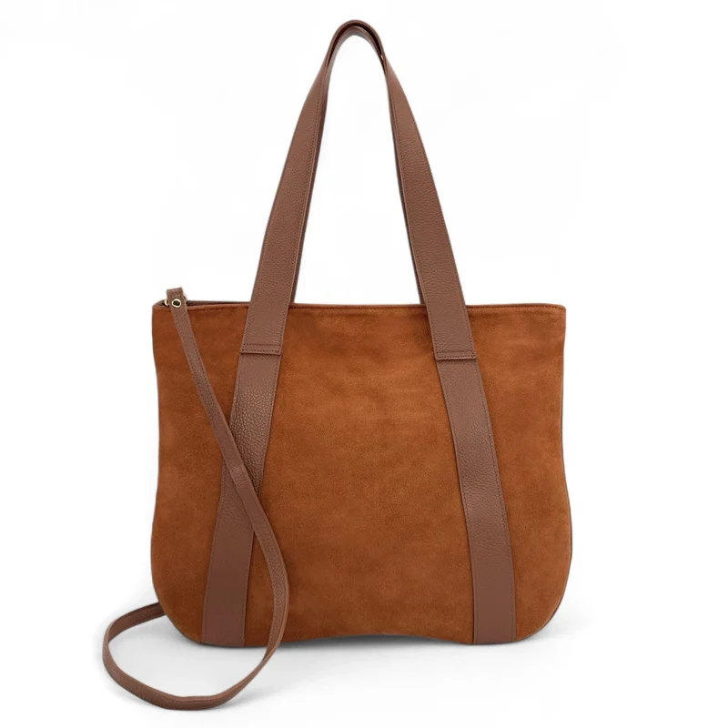 Sac cabas en croûte de cuir SOLENE Cannelle