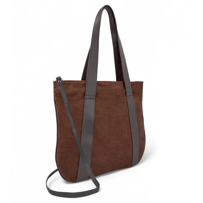 Sac cabas en croûte de cuir SOLENE Chocolat