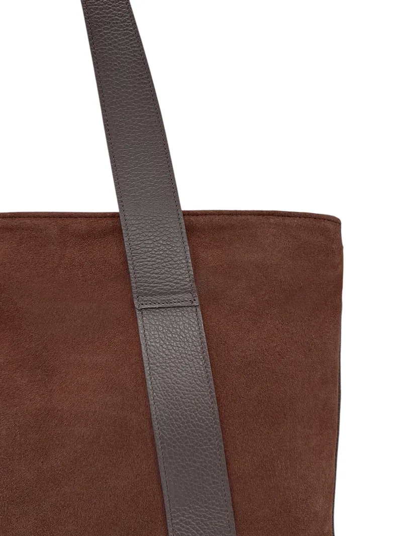 Sac cabas en croûte de cuir SOLENE Chocolat