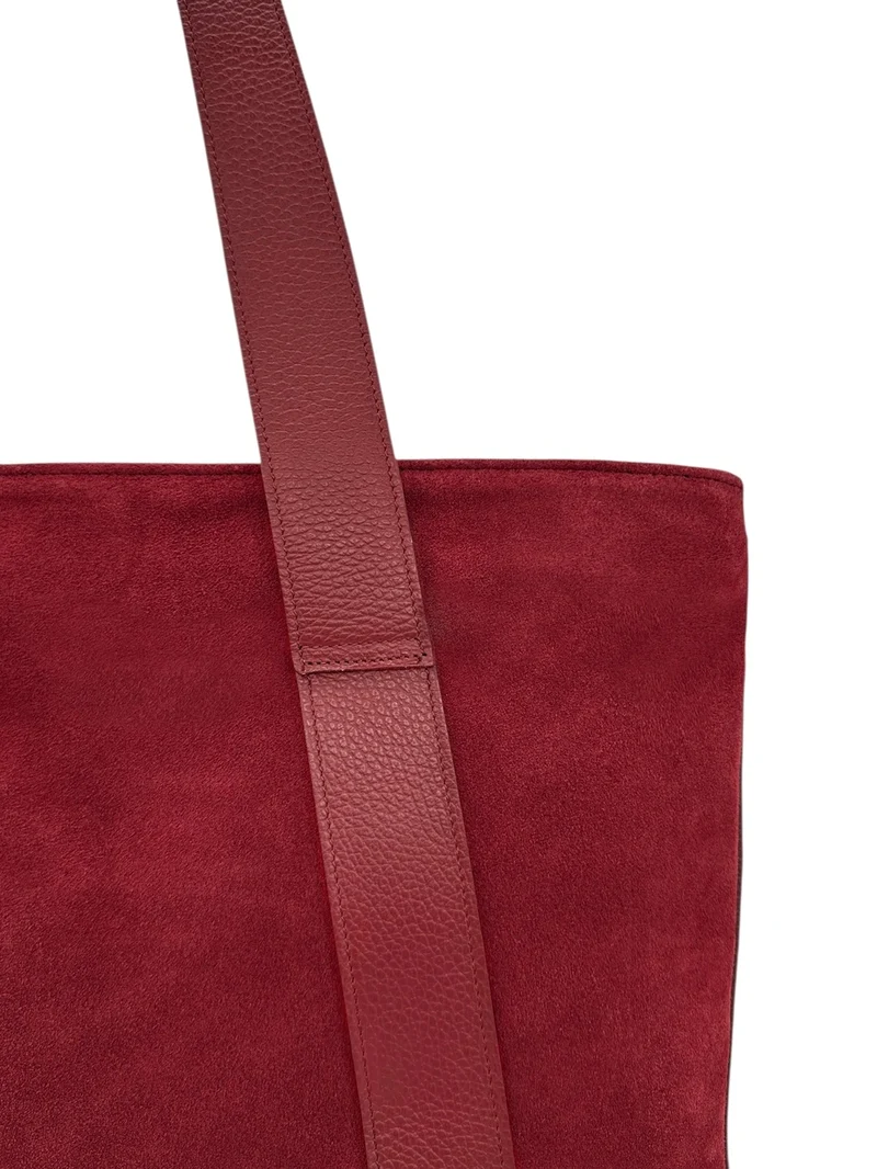 Sac cabas en croûte de cuir SOLENE Rouge bordeaux