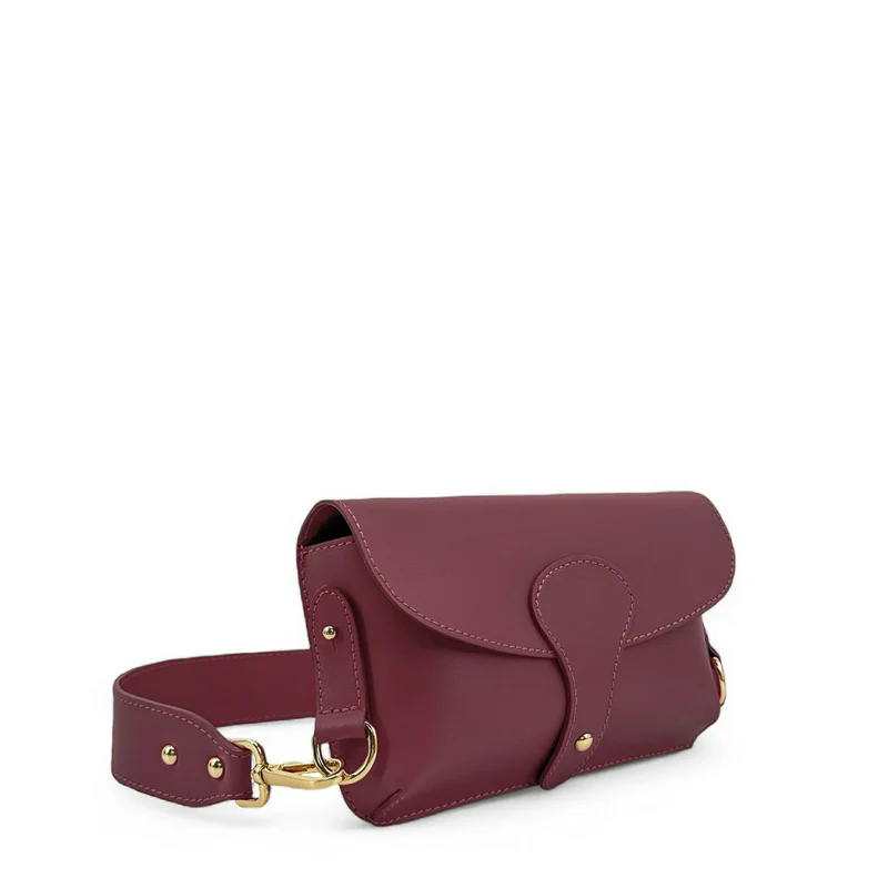 Mini-sac french stick en cuir lisse TOSCA Bordeaux