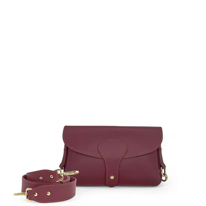 Mini-sac french stick en cuir lisse TOSCA Bordeaux