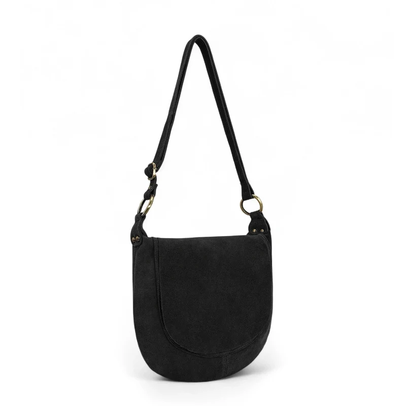 Sac bandoulière en daim LITTLE CITIZEN SUEDE Noir
