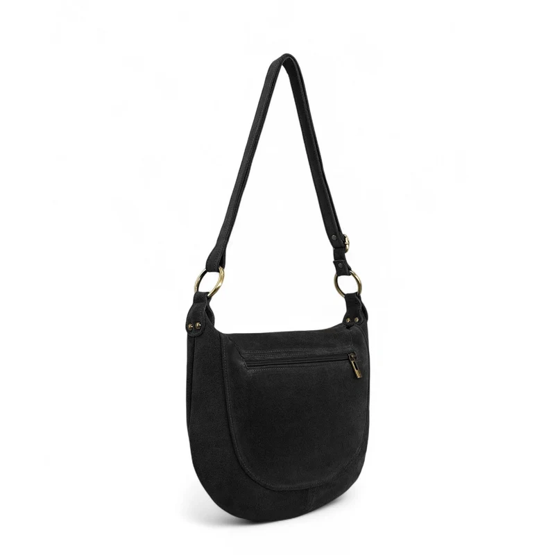 Sac bandoulière en daim LITTLE CITIZEN SUEDE Noir