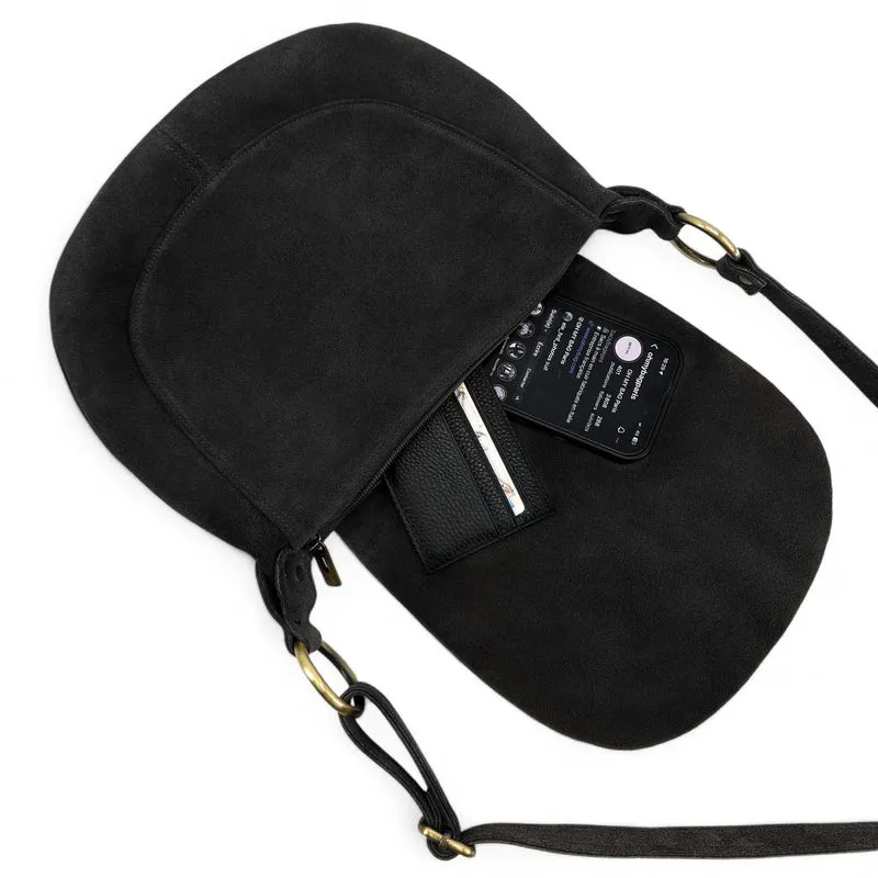 Sac bandoulière en daim LITTLE CITIZEN SUEDE Noir
