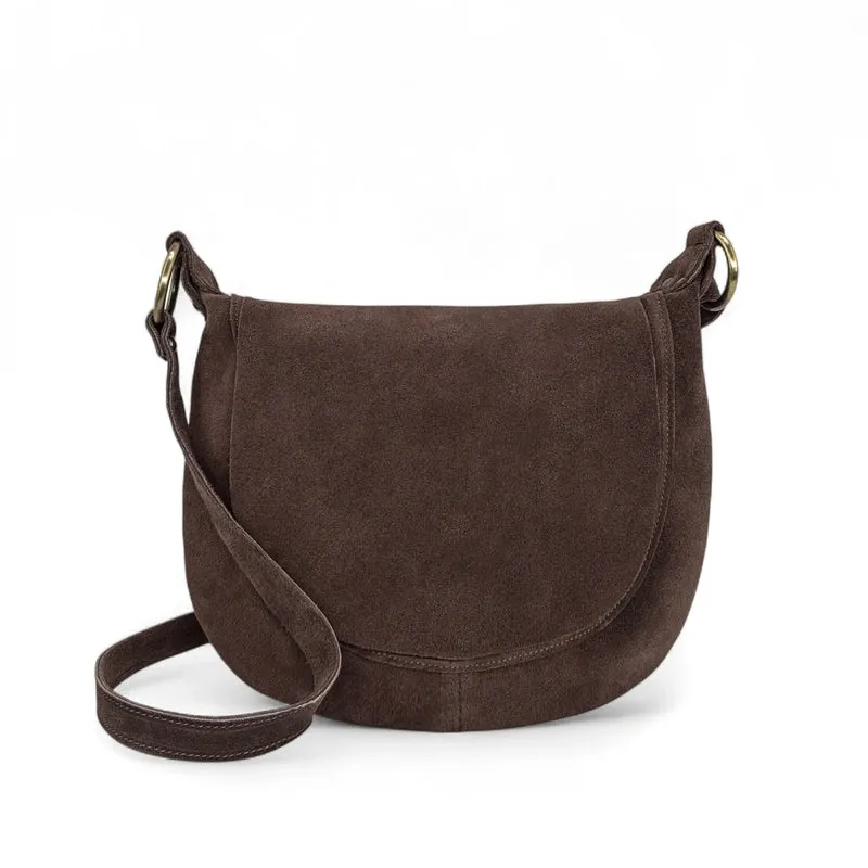 Sac bandoulière en daim LITTLE CITIZEN SUEDE Marron chocolat