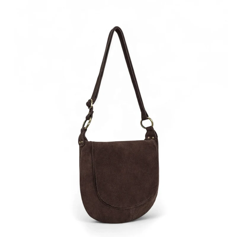 Sac bandoulière en daim LITTLE CITIZEN SUEDE Marron chocolat