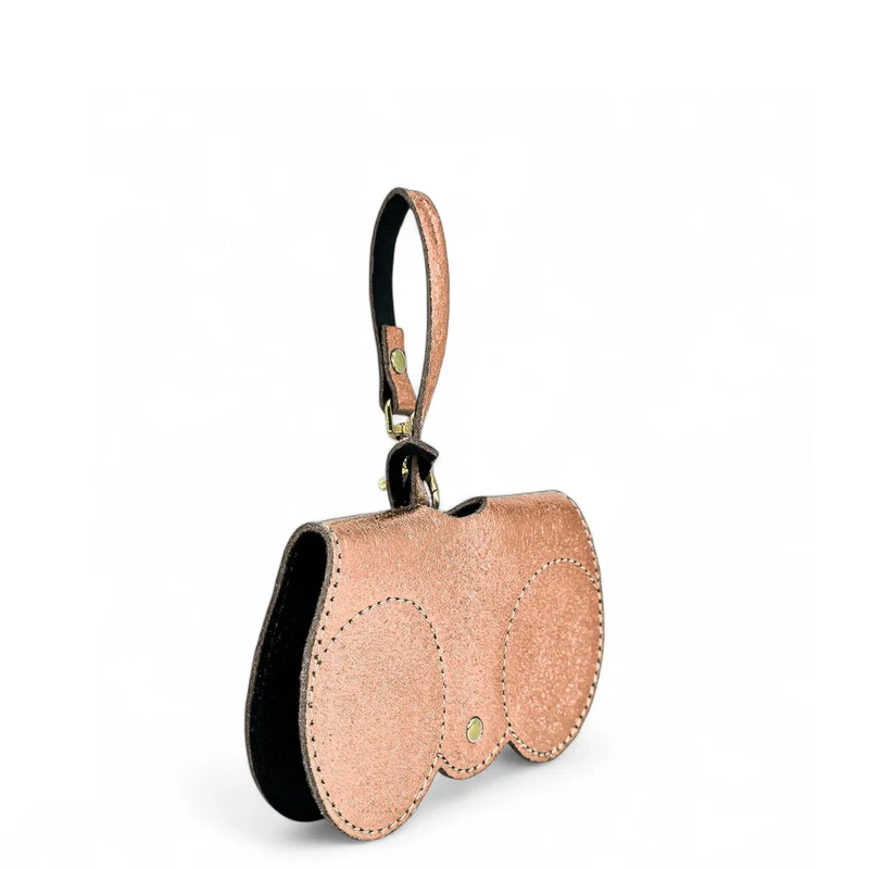 Etui à lunettes en cuir irisé PEANUT GLOW Rose gold