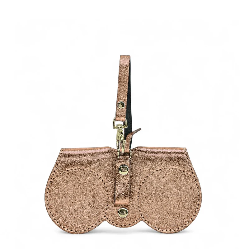 Etui à lunettes en cuir irisé PEANUT GLOW Rose gold