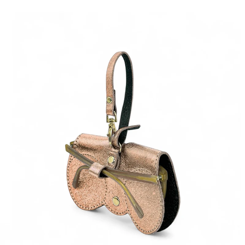 Etui à lunettes en cuir irisé PEANUT GLOW Rose gold