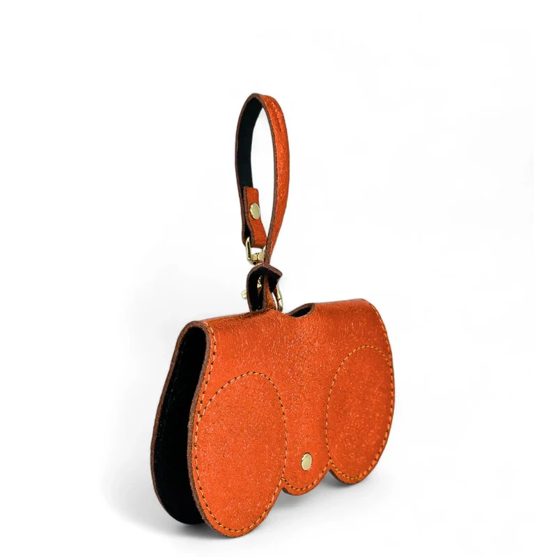 Etui à lunettes en cuir irisé PEANUT GLOW Orange irisé