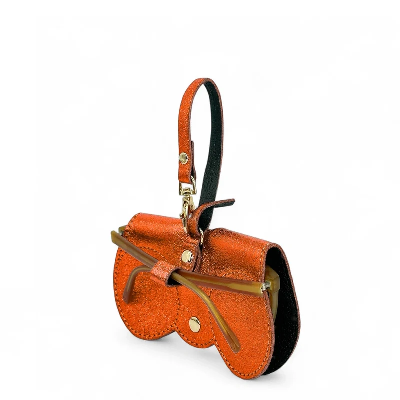 Etui à lunettes en cuir irisé PEANUT GLOW Orange irisé
